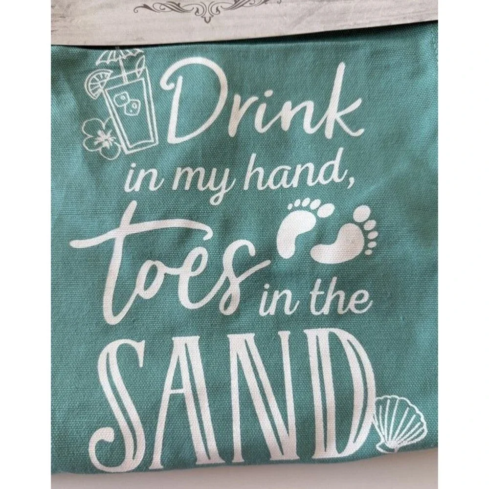 Nantucket Nautical Beach Printed Chef Apron 100% Cotton Drink Toes in the Sand